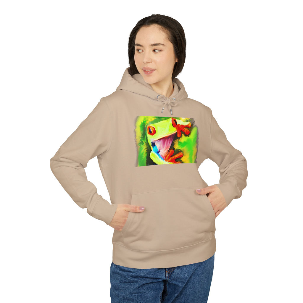 Tropical Red-Eyed Tree Frog Hoodie — Colorful Wildlife Graphic Pullover