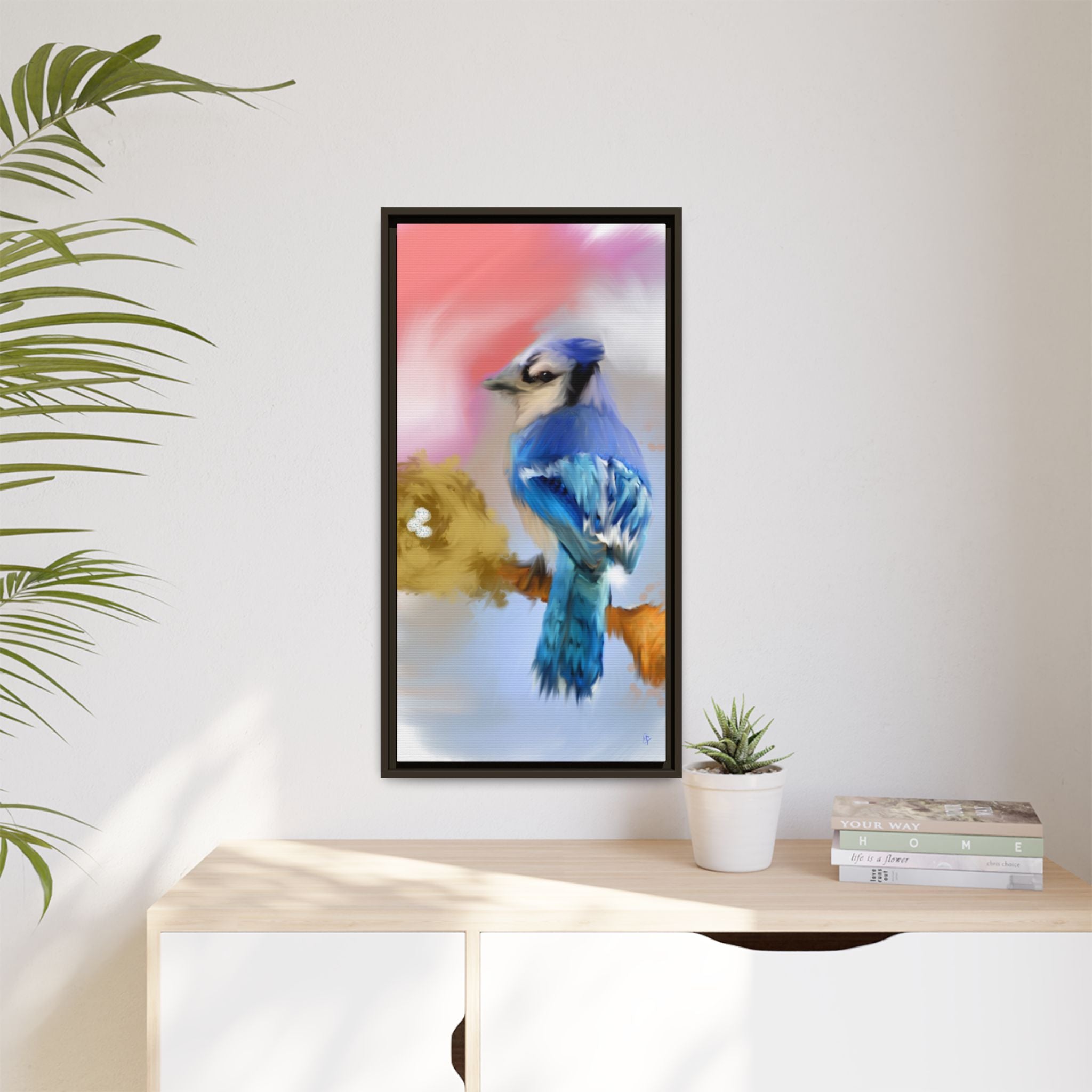 Blue Jay Art Print — Framed Matte Canvas Wall Art