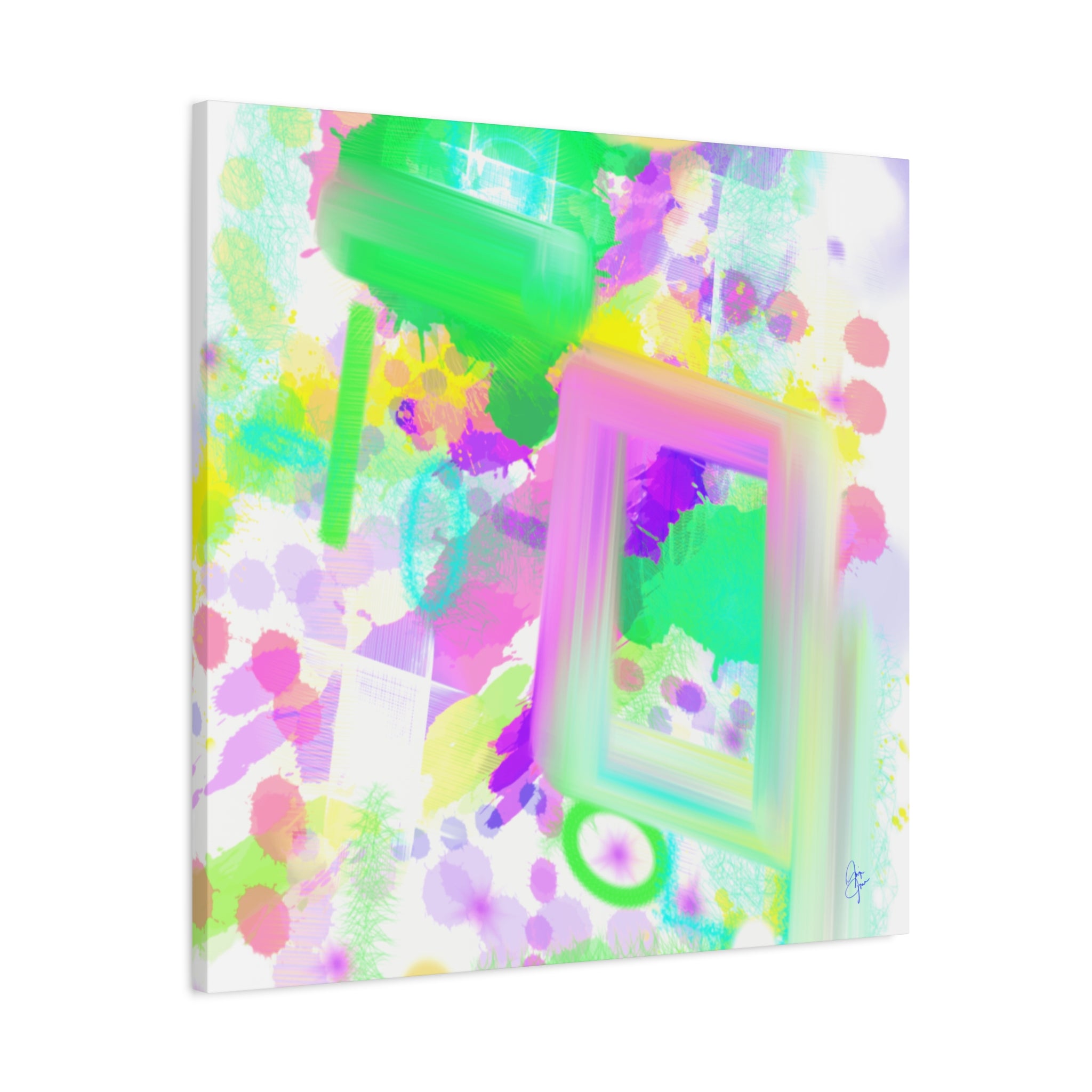 Abstract Pastel Splash Canvas Print — Bright Neon Frame Wall Art