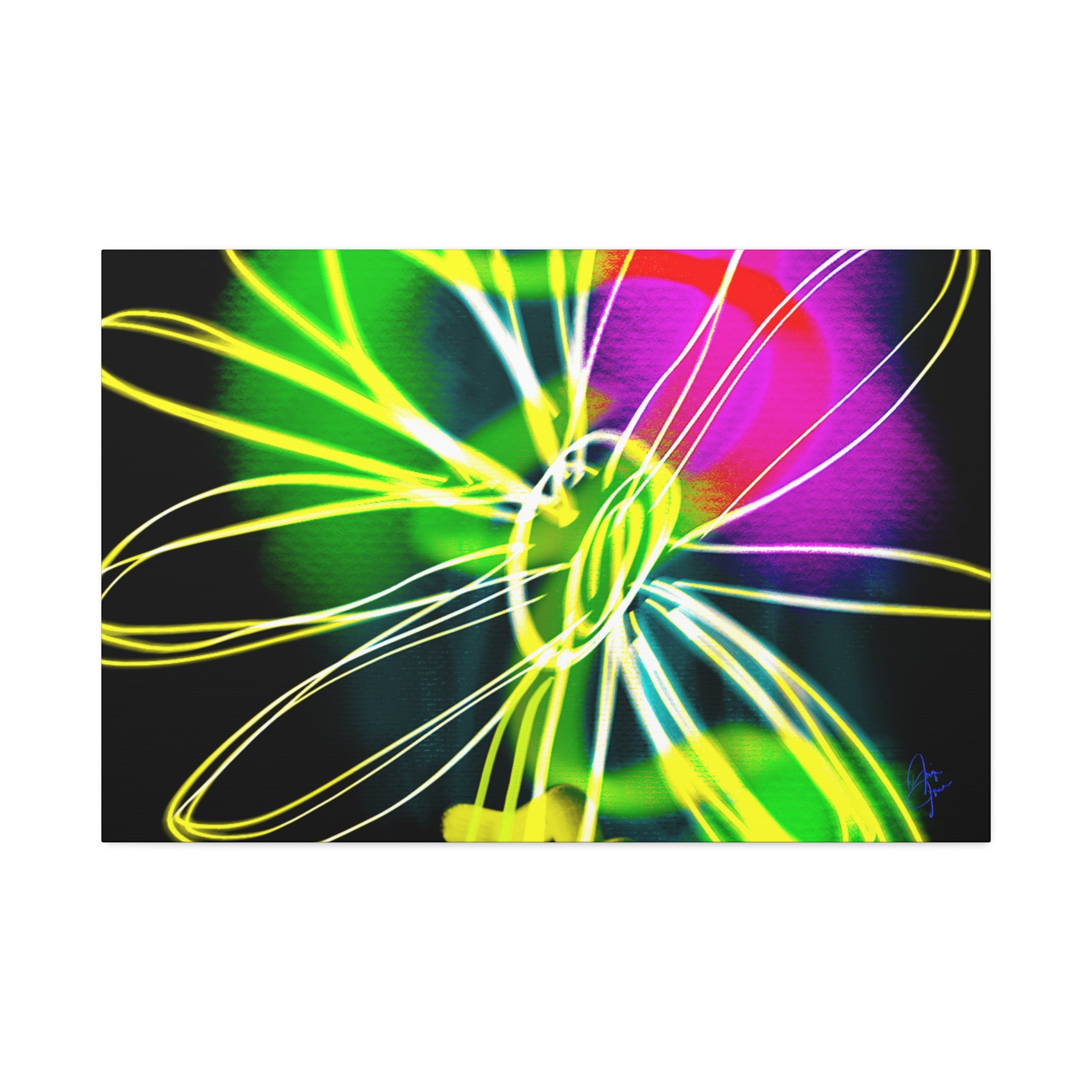Neon Bloom Canvas Print — Abstract Floral Wall Art (Stretched 1.5")