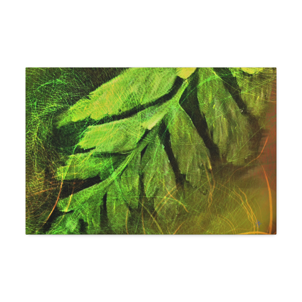 Botanical Leaf Art Canvas — Green Fern Stretched Canvas (1.5" Depth)
