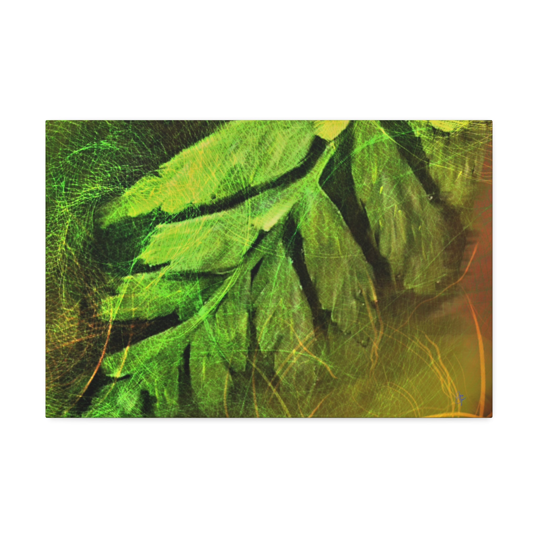 Botanical Leaf Art Canvas — Green Fern Stretched Canvas (1.5" Depth)