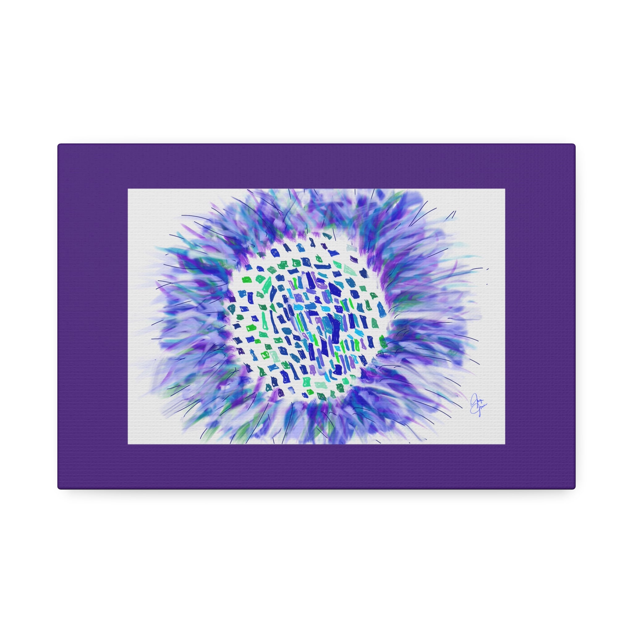 Abstract Blue-Purple Burst Canvas Stretched Art