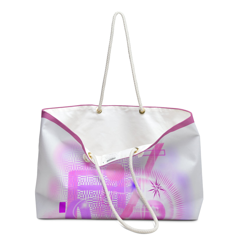 Pink Abstract Weekender Bag — Floral Geometric Travel Tote