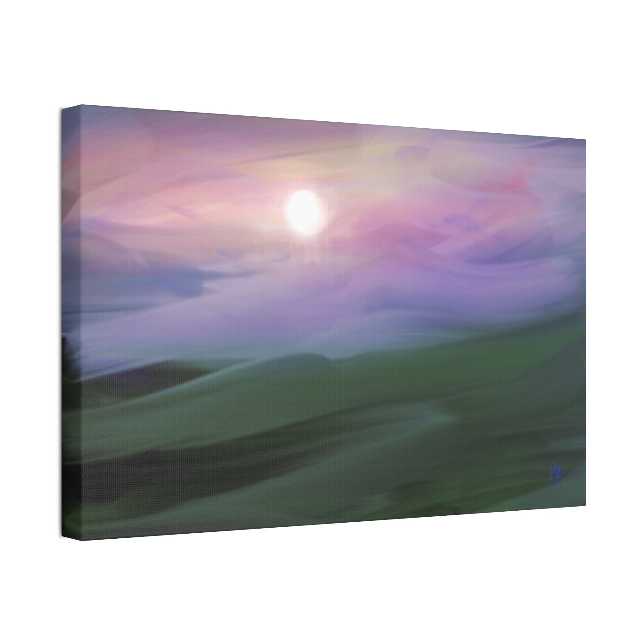 Sunrise Mist Landscape Canvas Print — Serene Pastel Wall Art