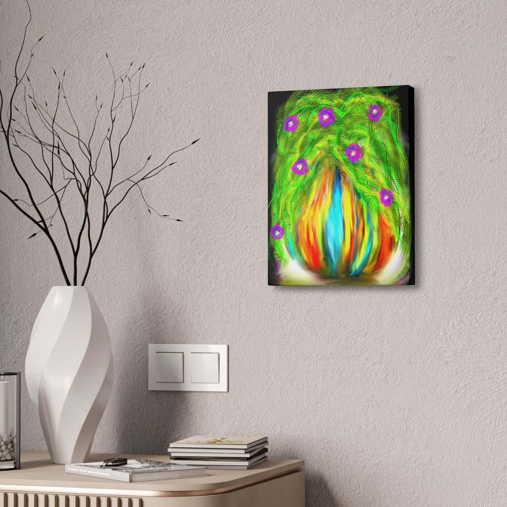 Abstract Floral Canvas Print — Colorful Blooming Vase Wall Art