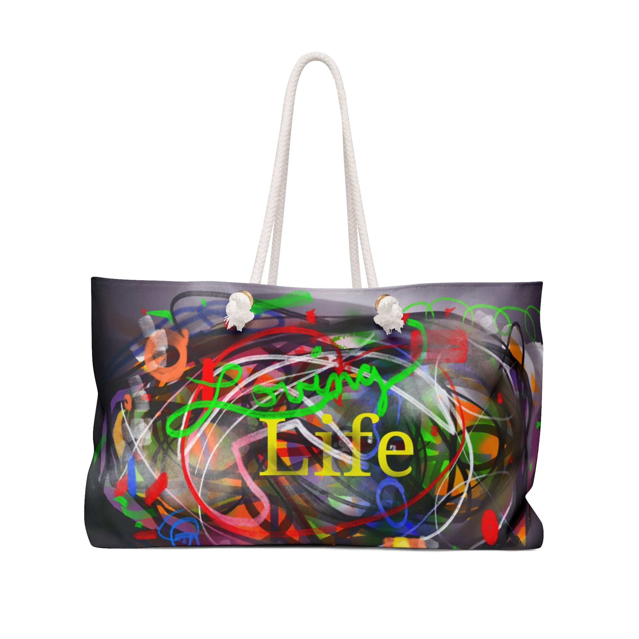 Weekender Bag - 'Living Life' Colorful Abstract Art Travel Tote