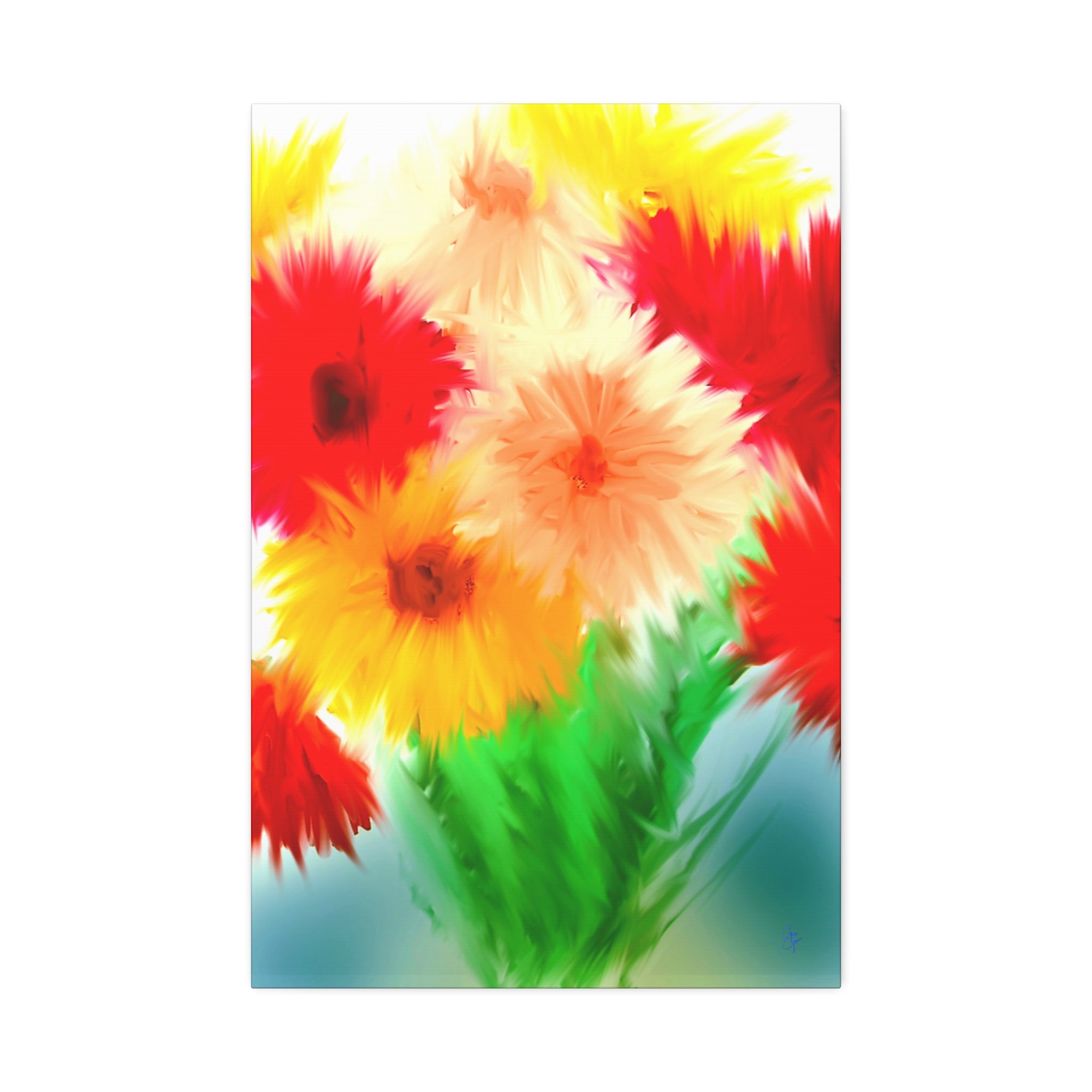 Bright Floral Abstract Canvas Wall Art — Stretched 1.5"
