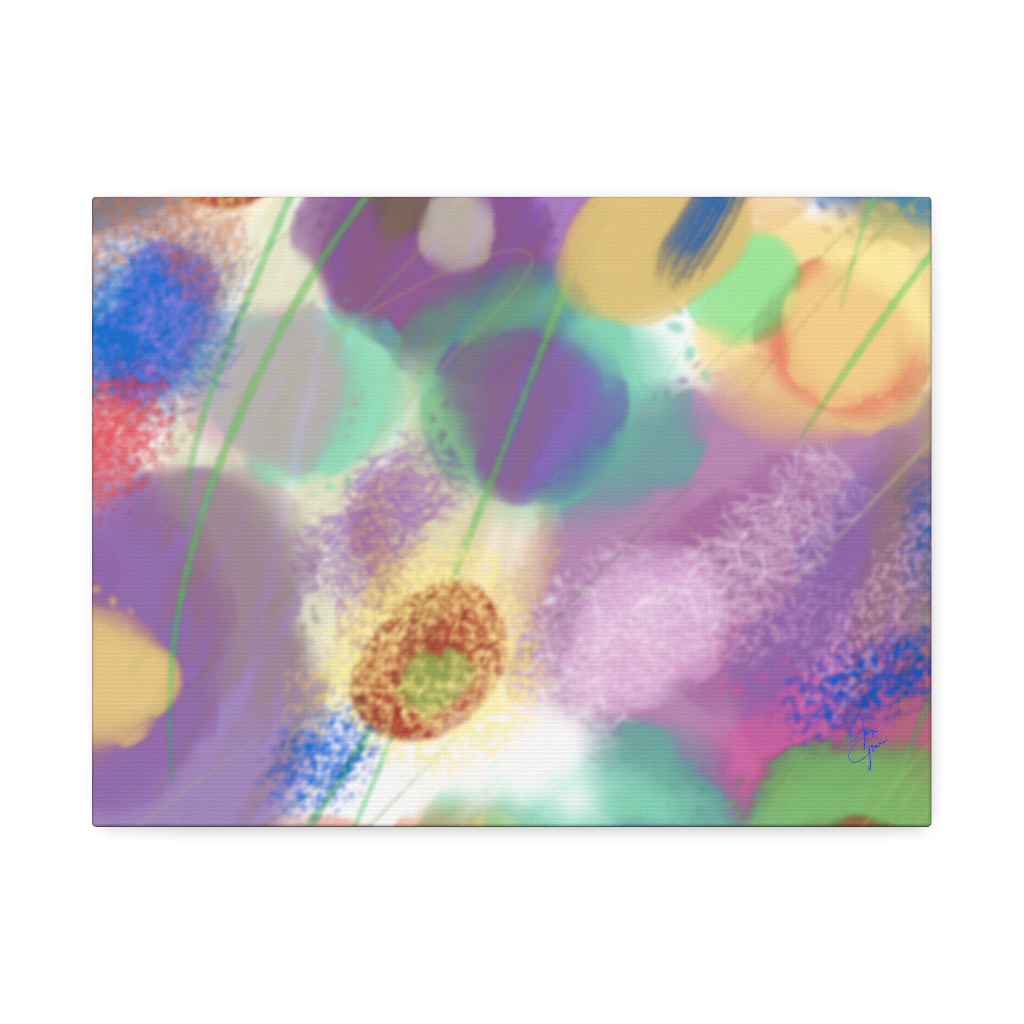 Abstract Pastel Floral Canvas Art — Colorful Stretched Wall Decor