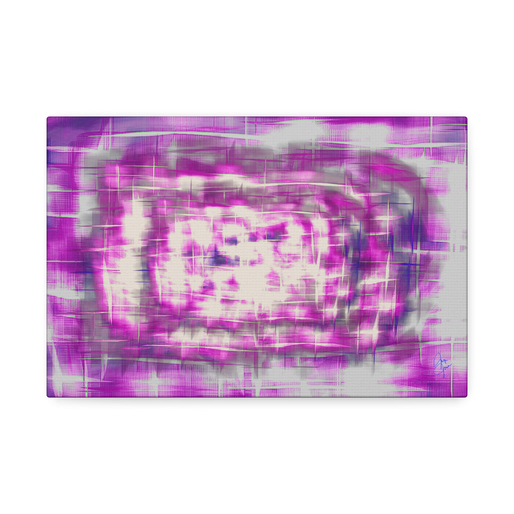 Purple Abstract Stretched Canvas Wall Art — Pink White Geometric Texture