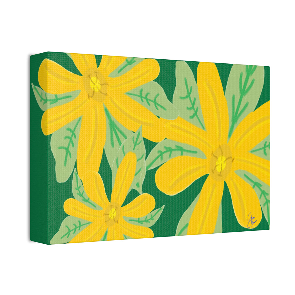 Yellow Daisy Canvas Wall Art — Bright Floral Stretched Canvas (1.5" Depth)