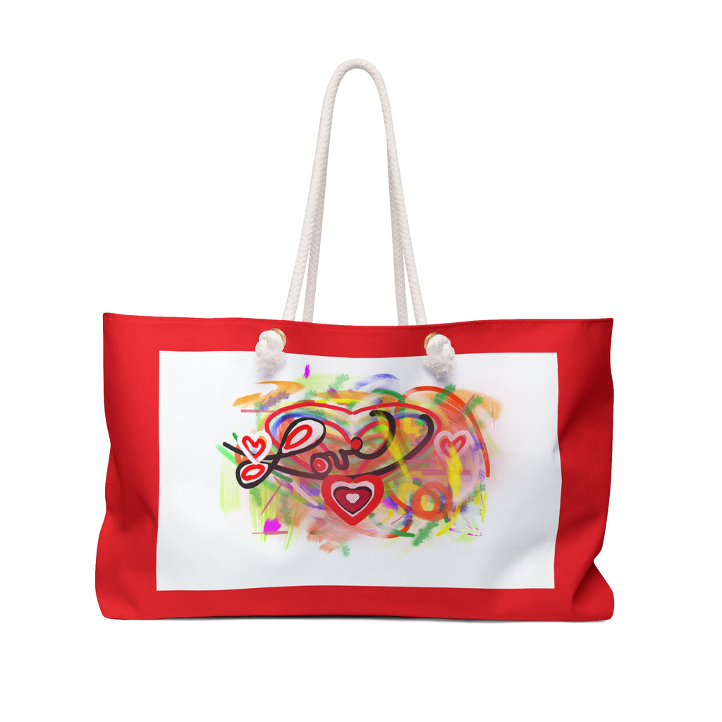 Love Heart Weekender Bag — Colorful Abstract Heart Travel Tote