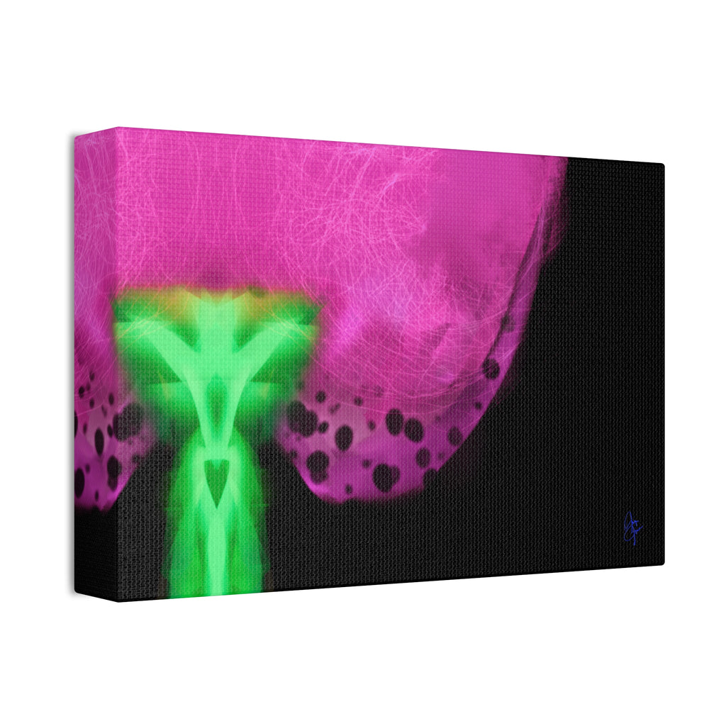 Neon Bloom Abstract Canvas Print — Pink & Green Modern Wall Art