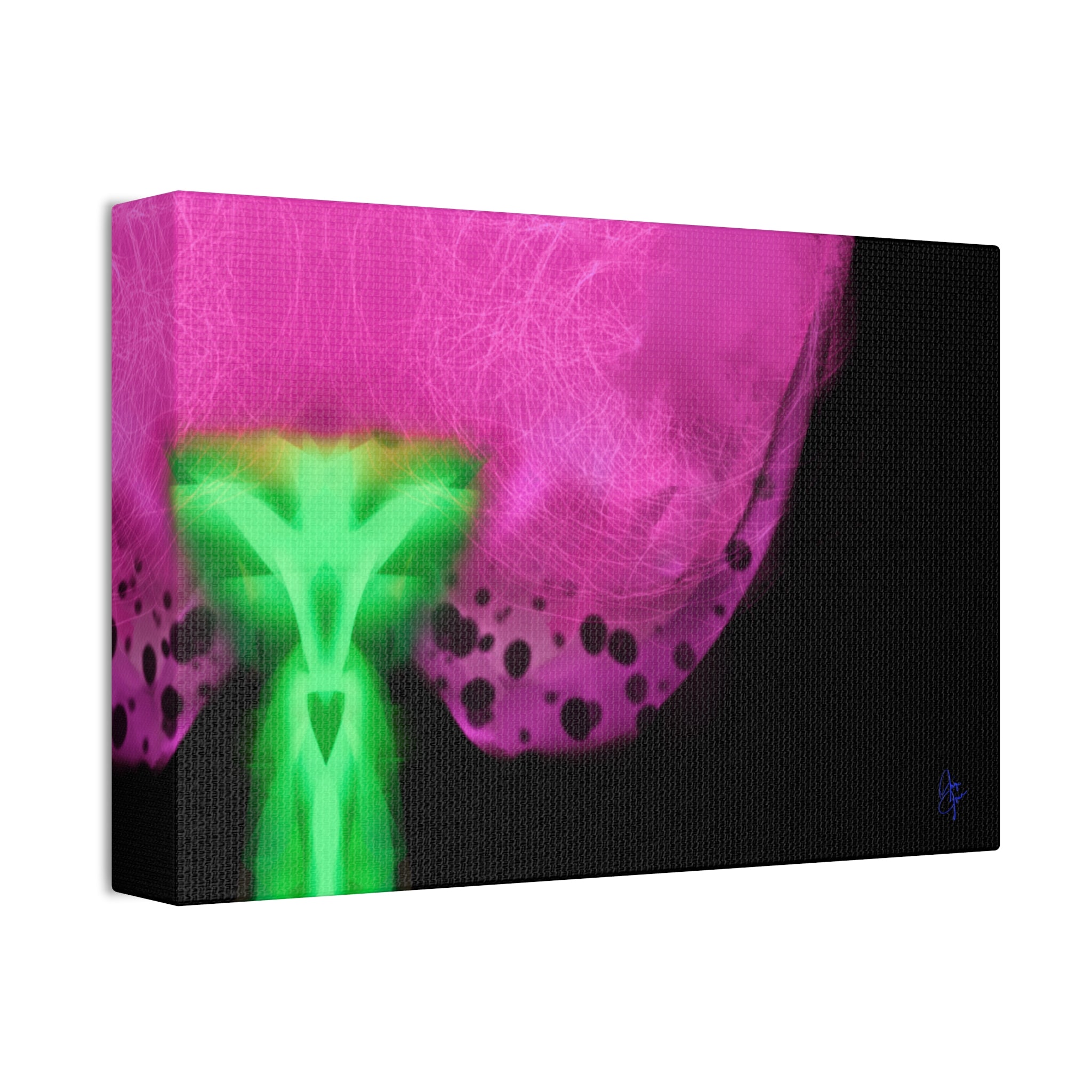 Neon Bloom Abstract Canvas Print — Pink & Green Modern Wall Art