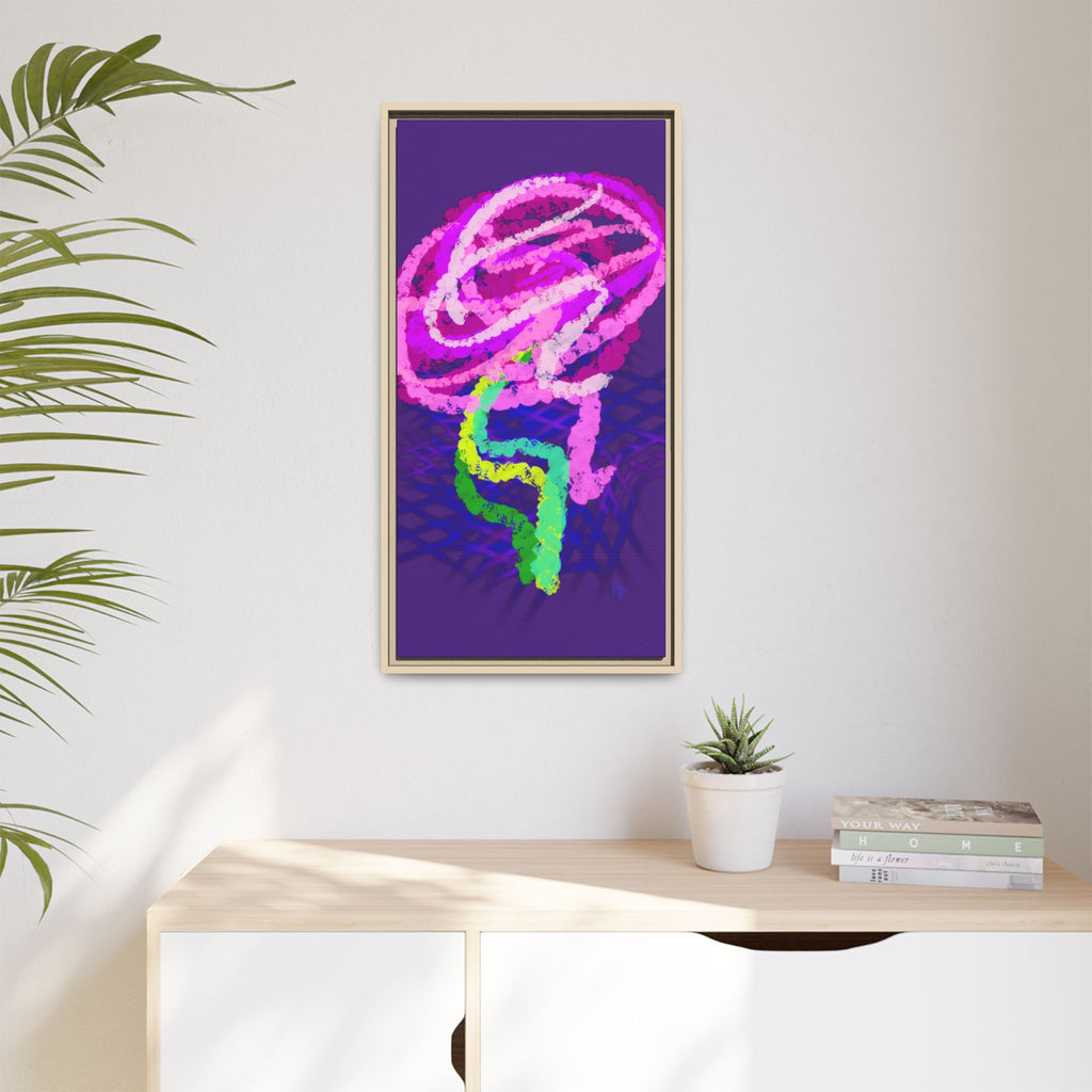 Framed Matte Canvas - Neon Rose Abstract Wall Art