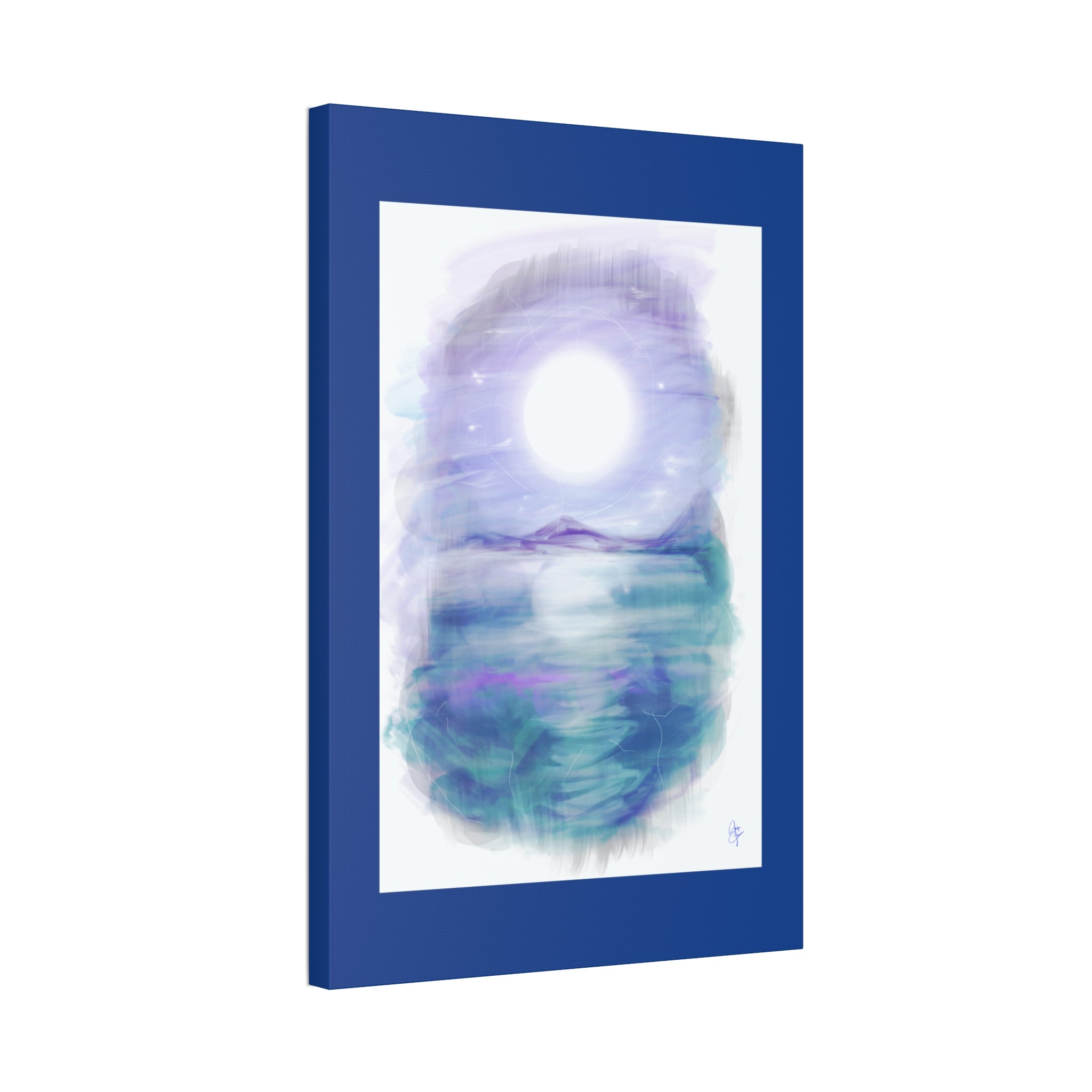 Moonlit Lake Canvas Print – Serene Purple Landscape Wall Art