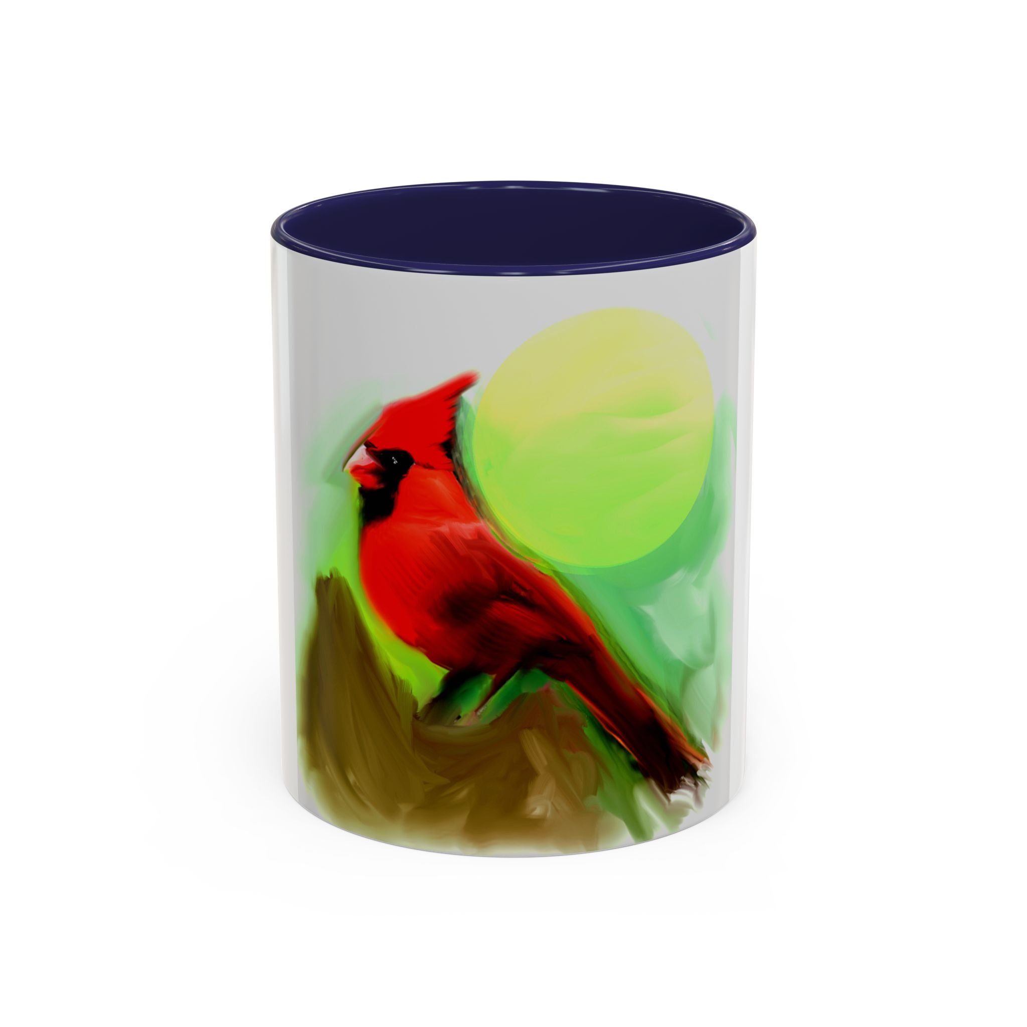 Cardinal Bird Accent Coffee Mug — Red Cardinal Sunrise Art Ceramic Mug (11/15 oz)