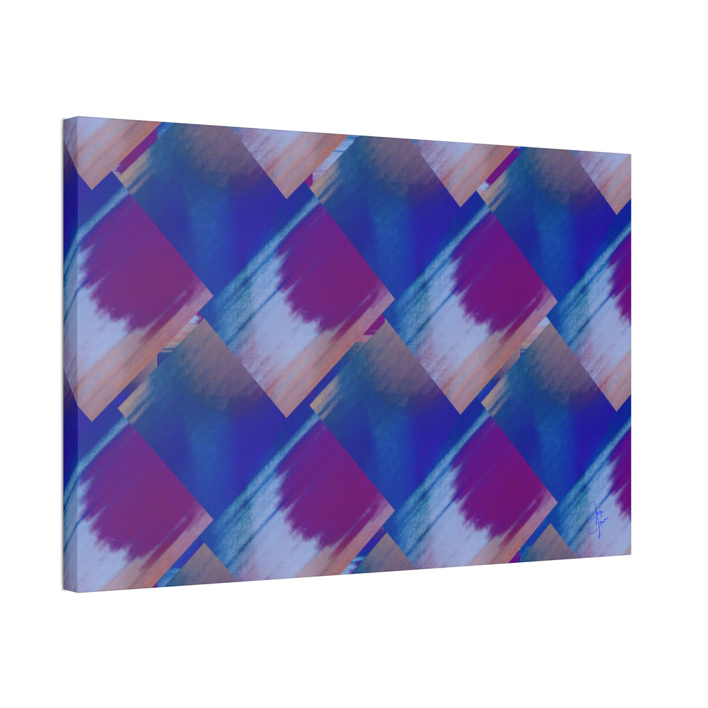 Abstract Diamond Wave Canvas Print — Blue & Purple Geometric Wall Art