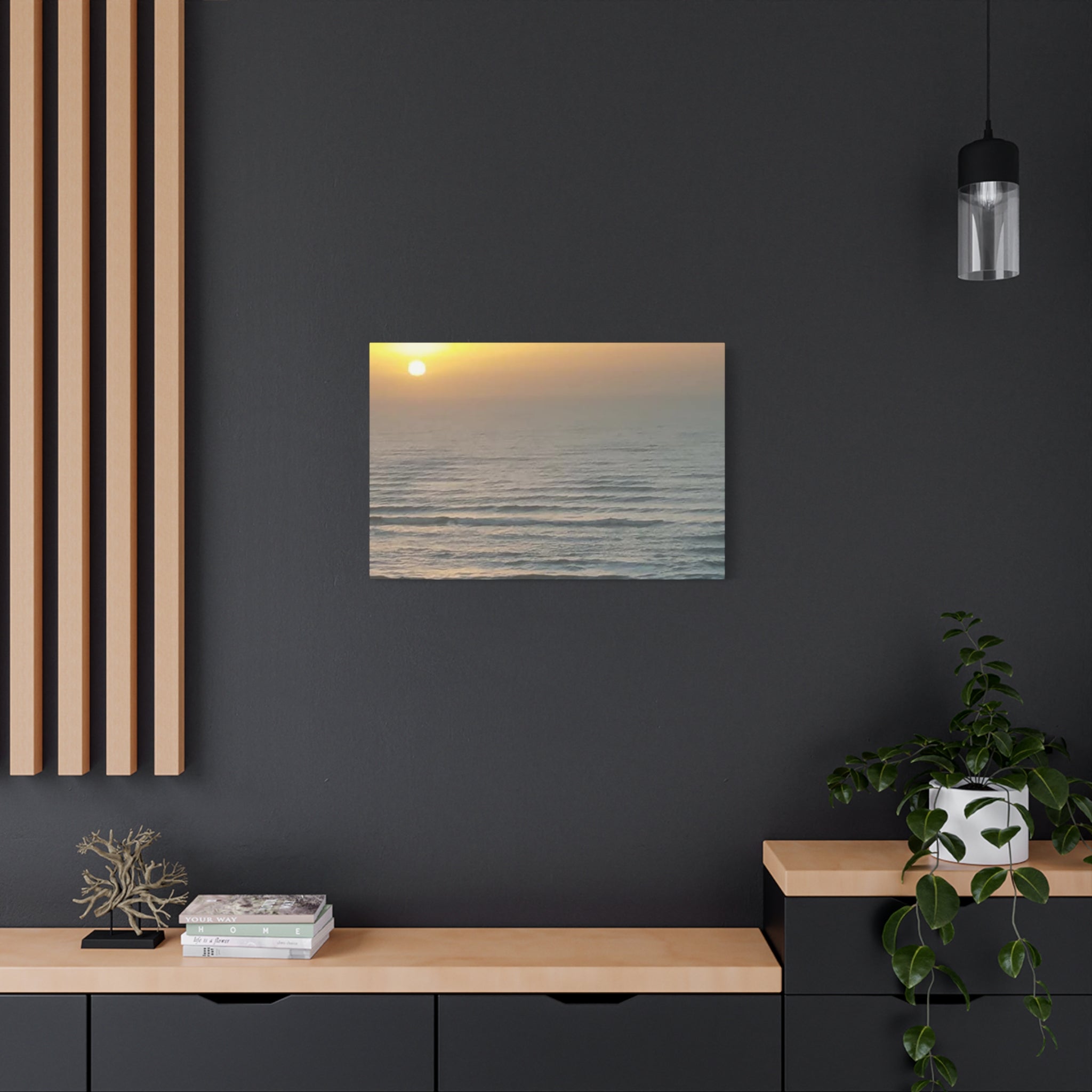 Sunrise Ocean Waves Matte Canvas Print — Stretched 1.25" Wall Art