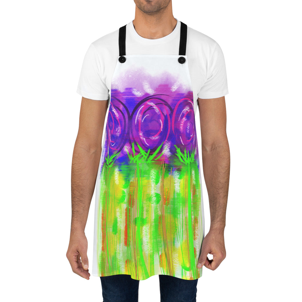 Floral Watercolor Apron – Purple Rose Bouquet Kitchen Apron