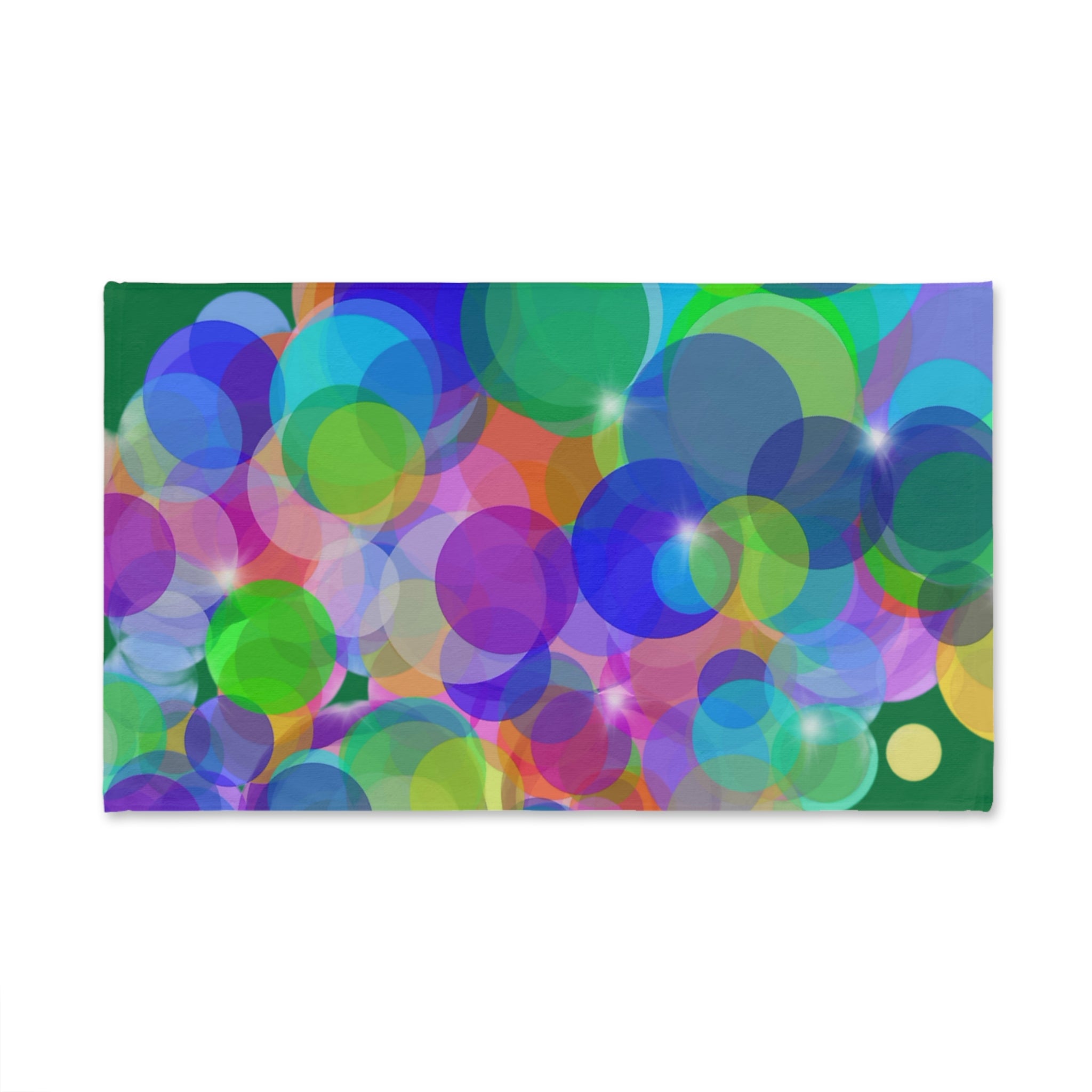 Colorful Bubble Bokeh Hand Towel — Bright Abstract Kitchen & Bathroom Accent