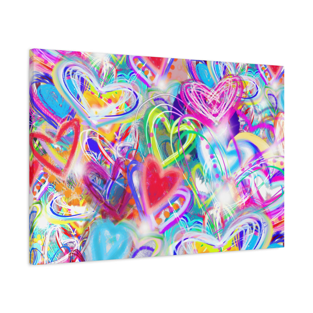 Colorful Heart Graffiti Matte Canvas