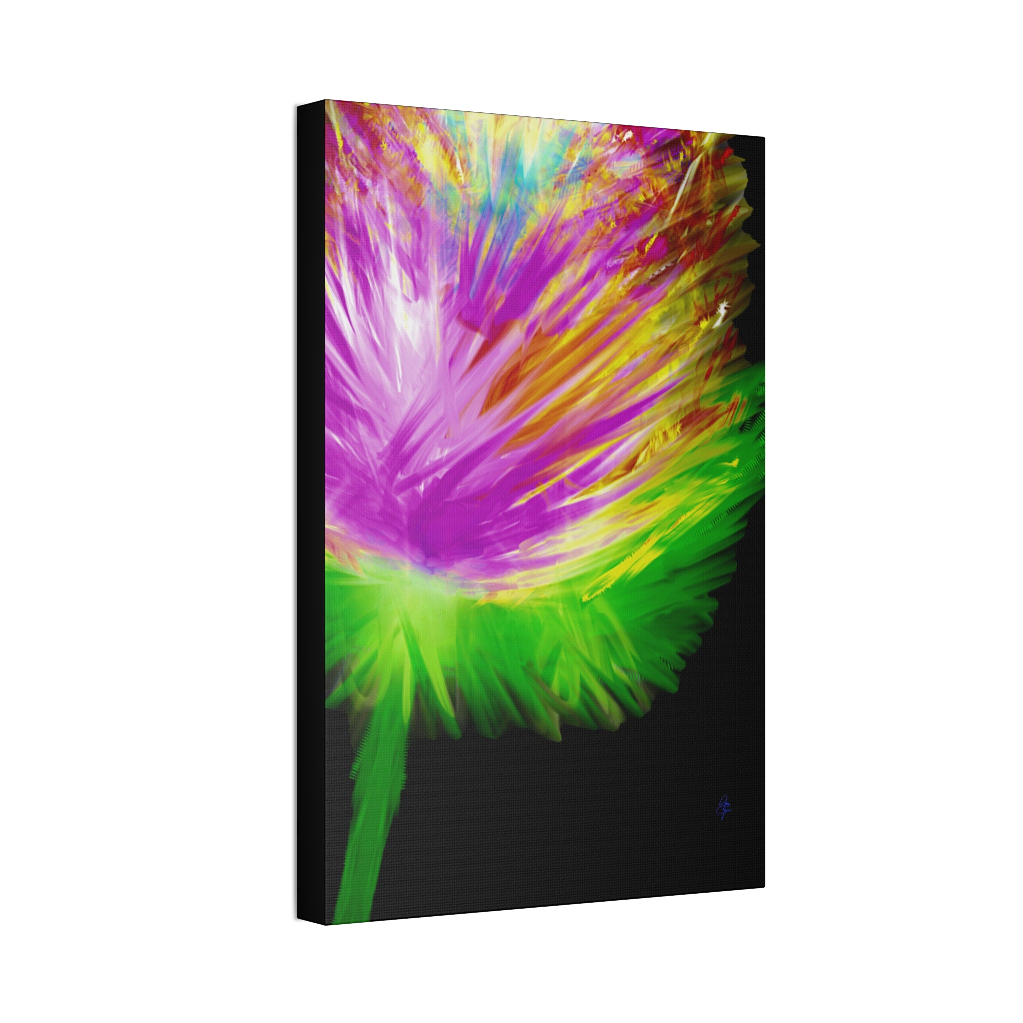 Vibrant Abstract Feather Canvas — Colorful Modern Wall Art (1.5" Stretched)
