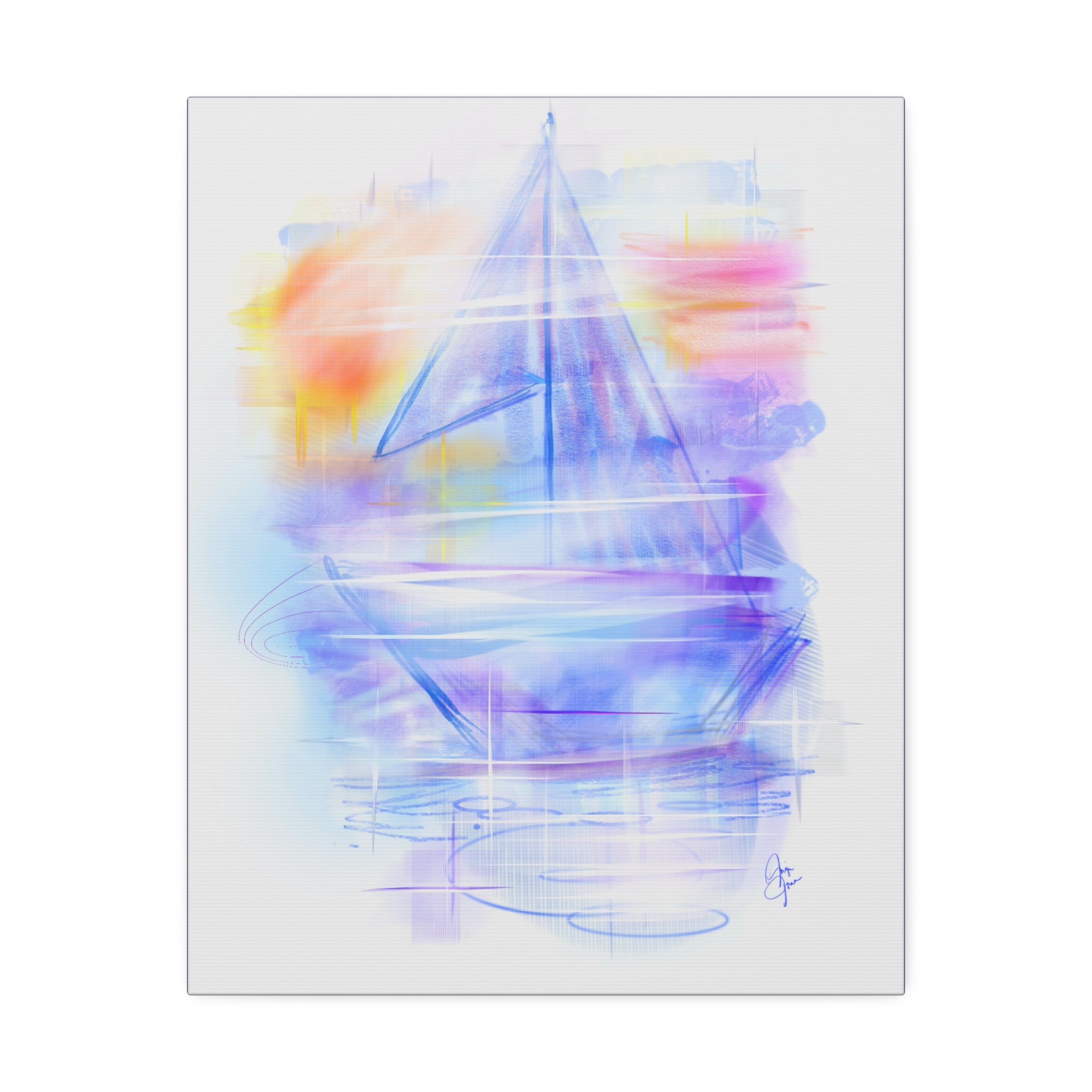 Sailboat Serenity Canvas Print — Pastel Abstract Nautical Wall Art, Stretched 1.5"