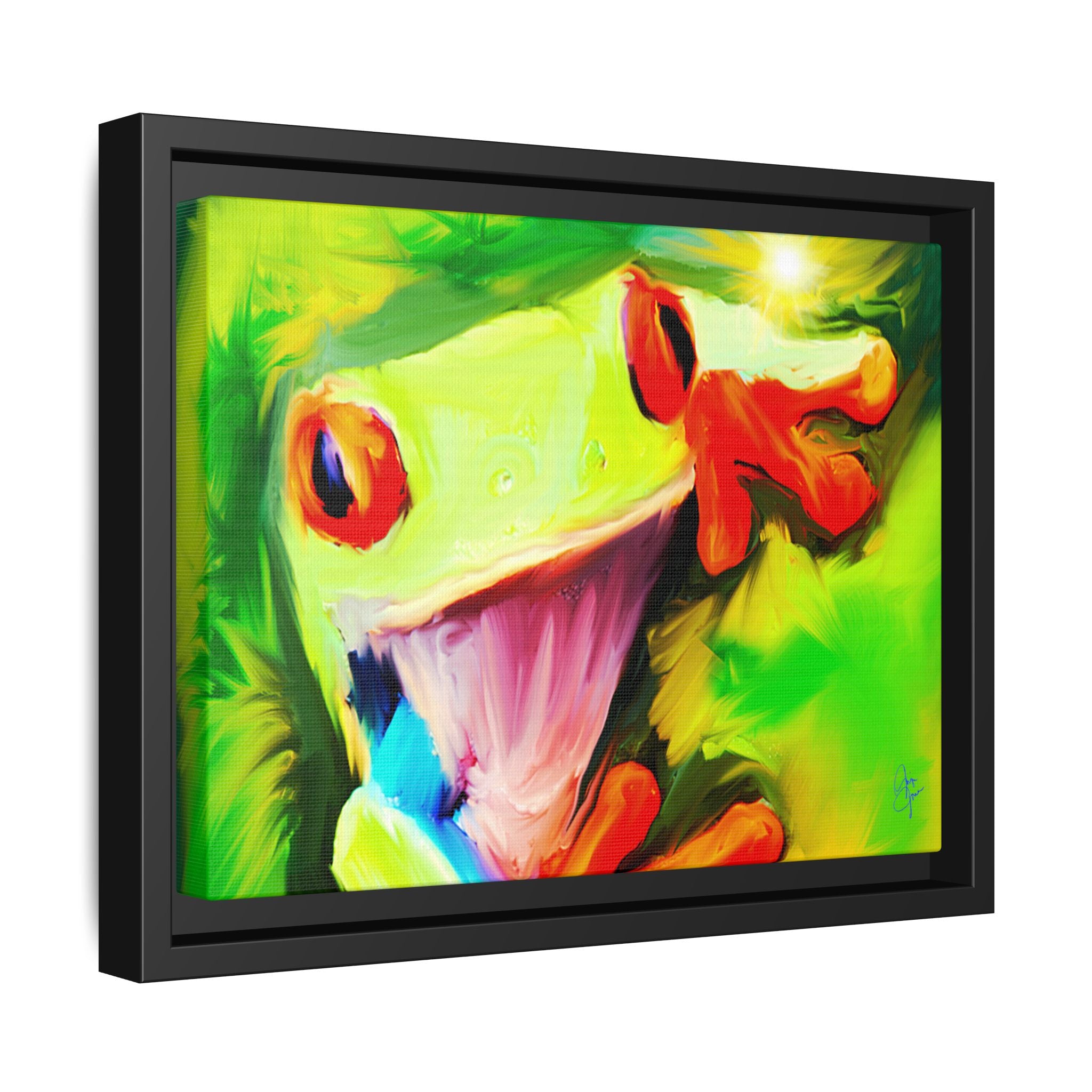 Colorful Tree Frog Matte Canvas Print — Framed Tropical Wall Art