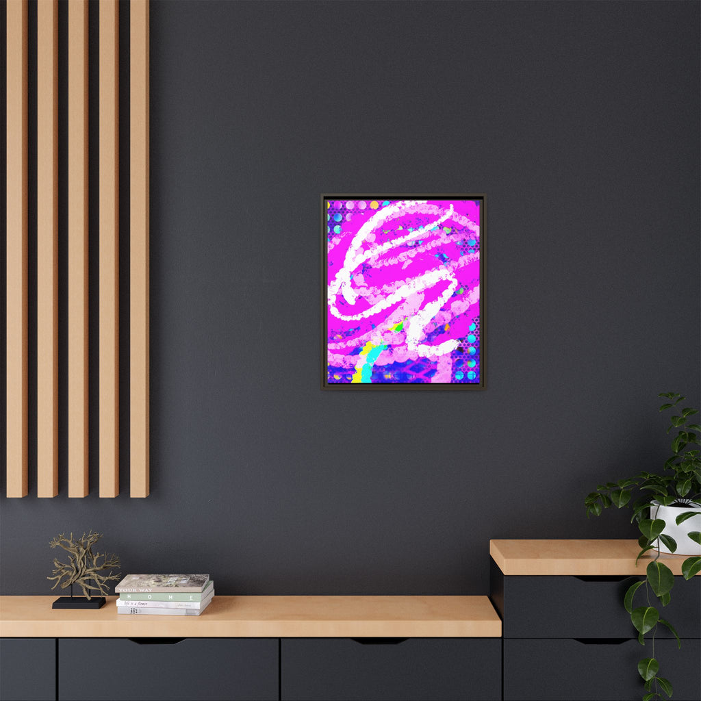 Abstract Neon Pop Art Matte Canvas — Framed Multi‑Color Wall Art
