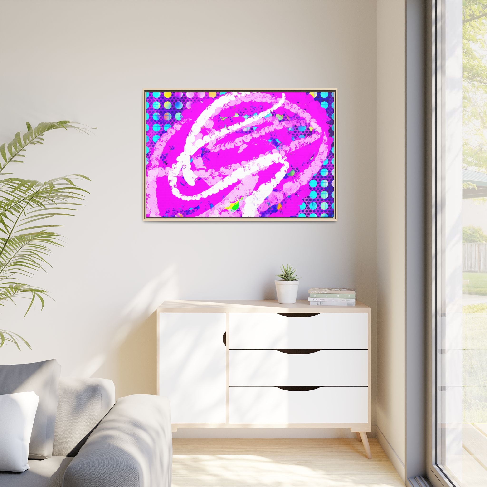 Abstract Neon Pop Art Matte Canvas — Framed Multi‑Color Wall Art