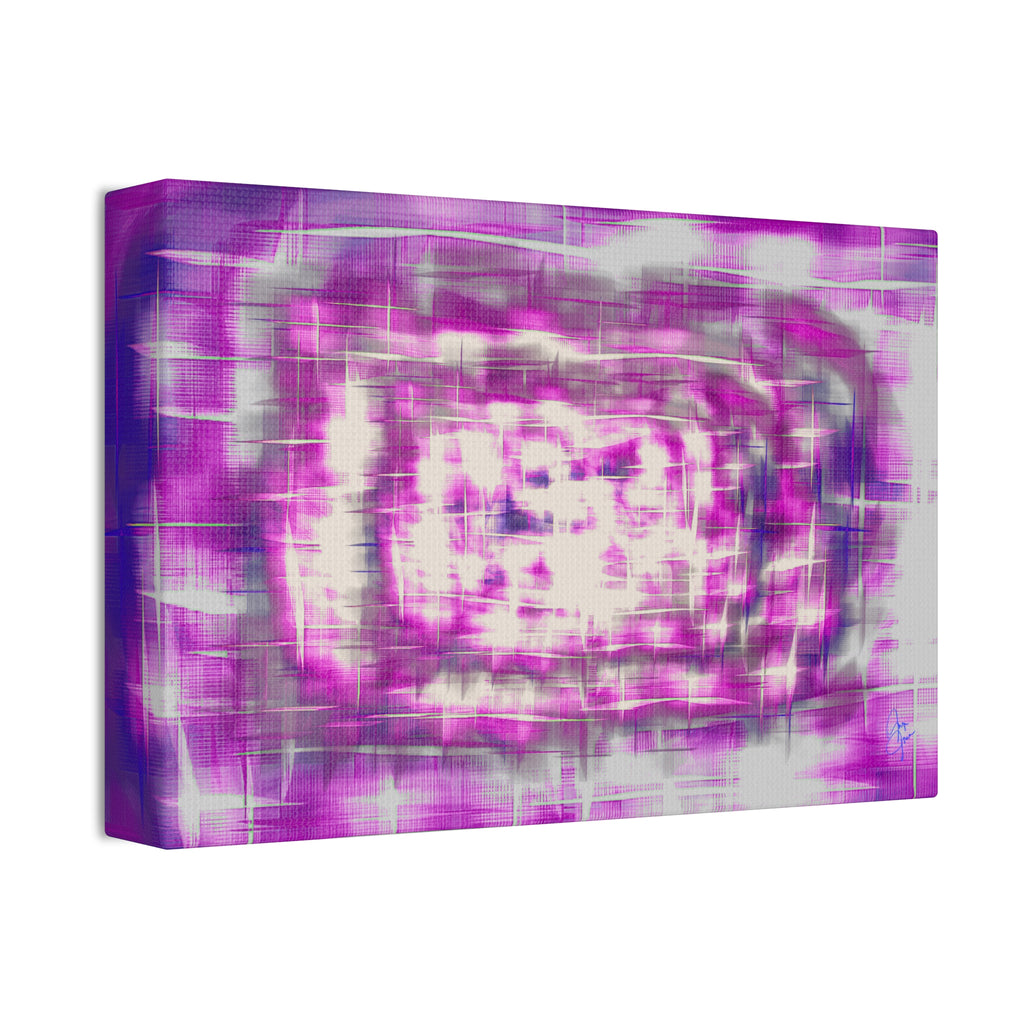 Purple Abstract Stretched Canvas Wall Art — Pink White Geometric Texture
