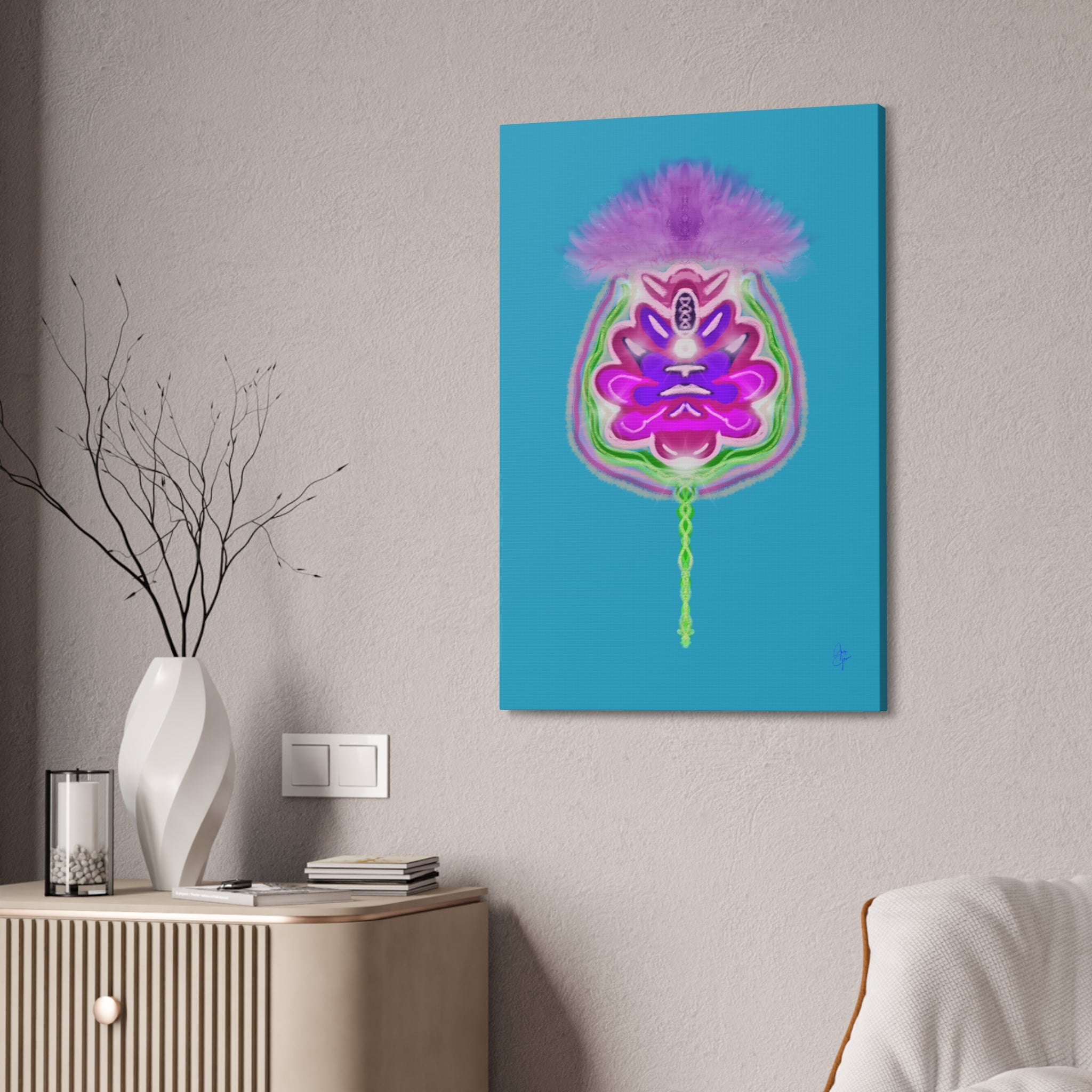 Abstract Purple Floral Canvas Wall Art — Stretched 1.5"