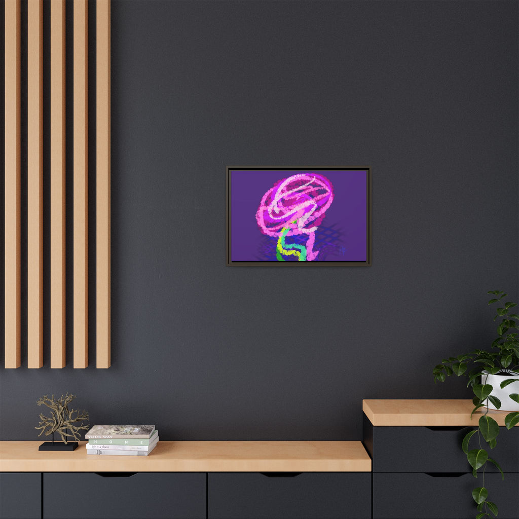 Framed Matte Canvas - Neon Rose Abstract Wall Art