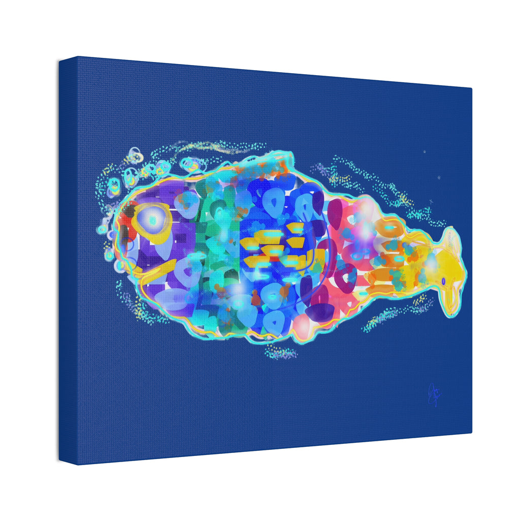 Colorful Abstract Fish Canvas Print — Vibrant Ocean Wall Art