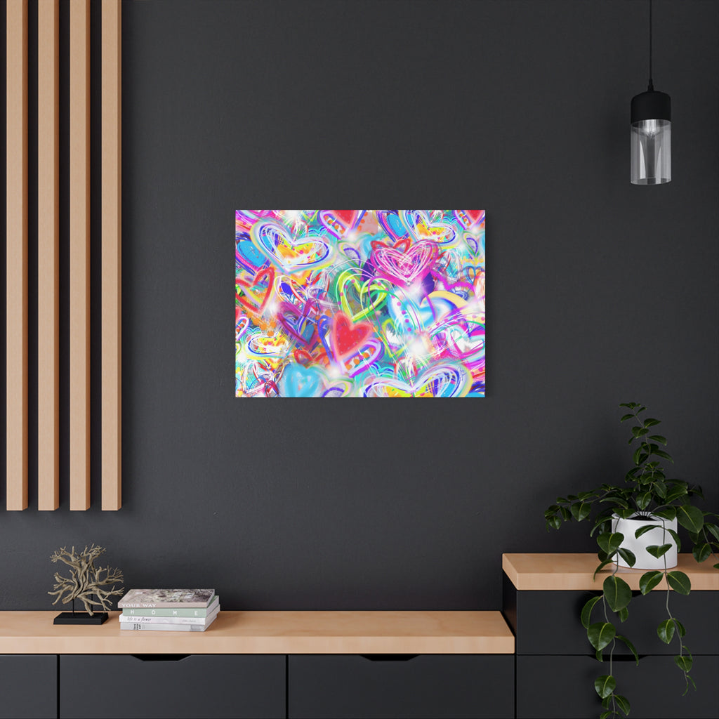 Colorful Heart Graffiti Matte Canvas