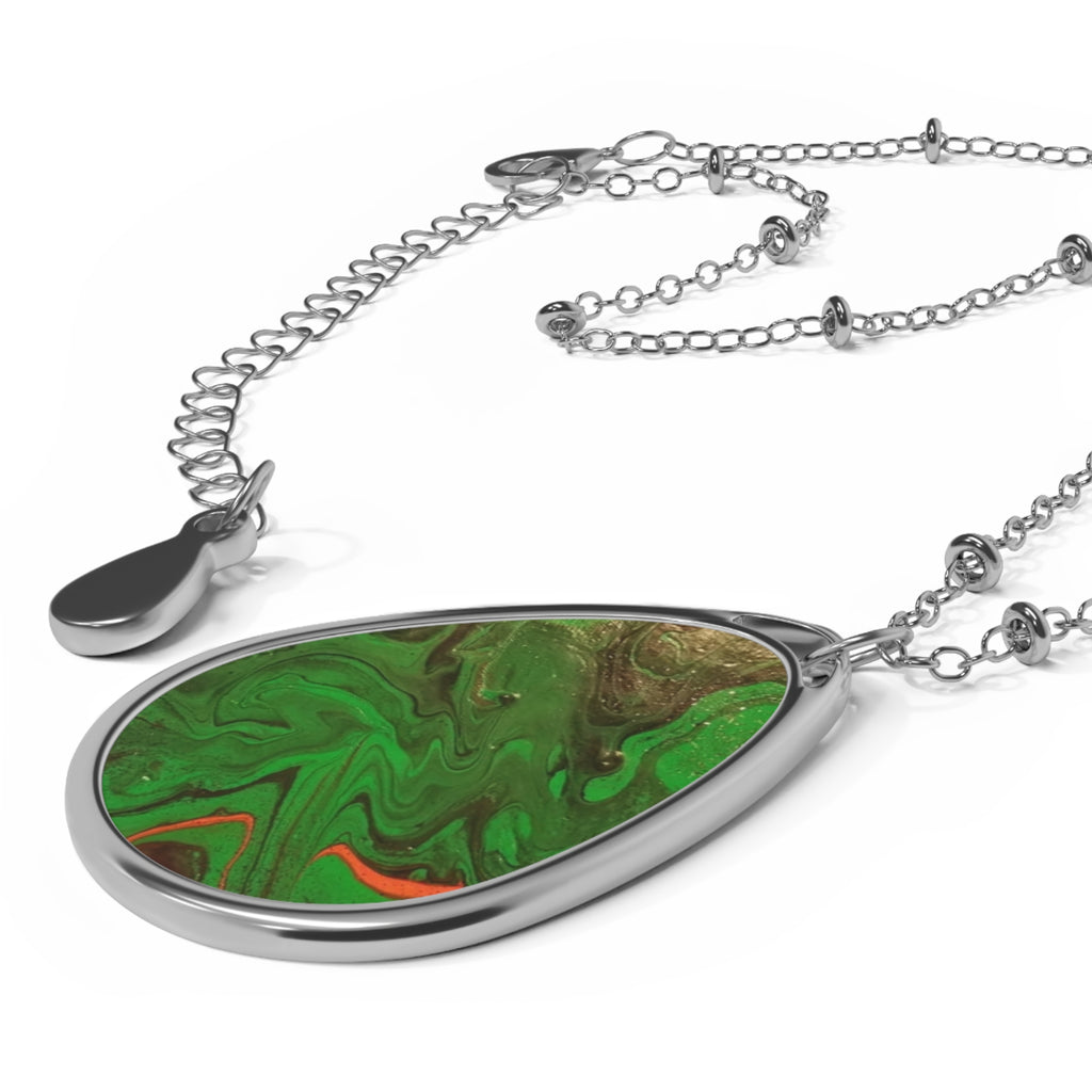 Oval Necklace — 'Spilled Paint' Artist-Angie Jones Pendant