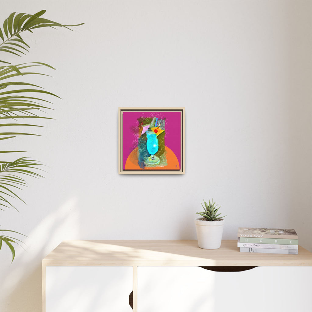 Tropical Blue Cocktail Canvas Print — Framed Matte Bar Art