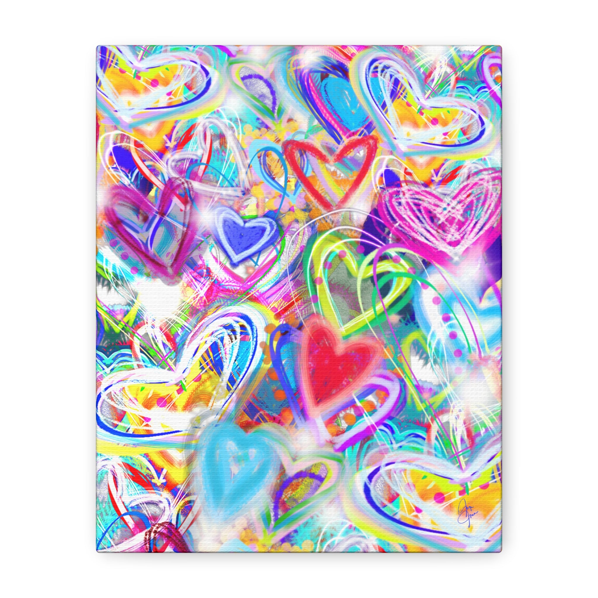 Colorful Heart Graffiti Matte Canvas