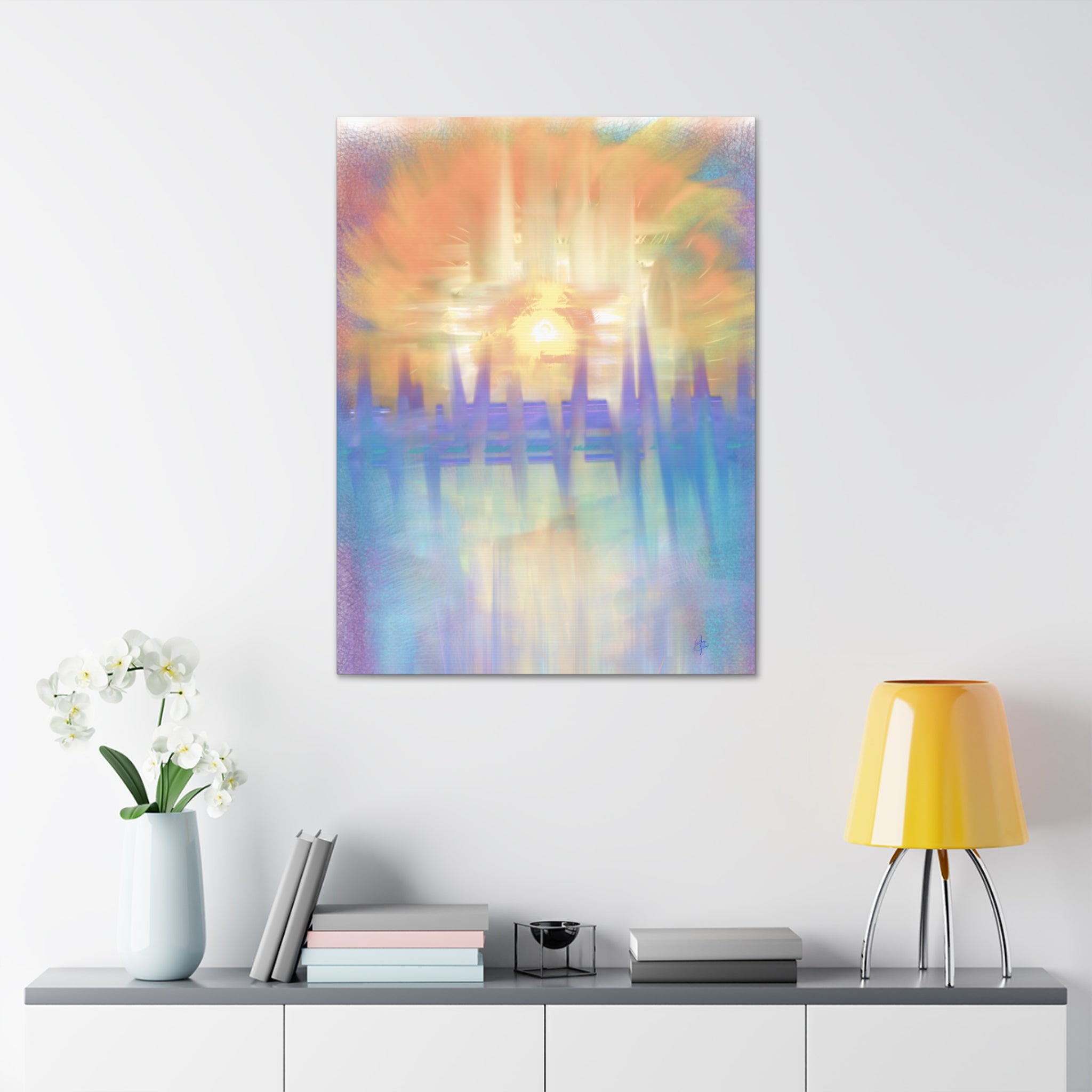 Sunrise Dreamscape Canvas Wall Art — Pastel Abstract Stretched Canvas (1.5")