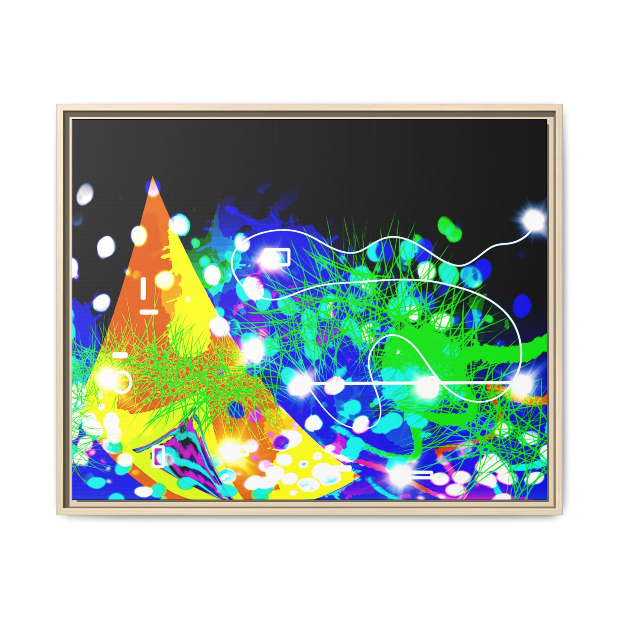 Abstract Neon Wave Matte Canvas Framed Art