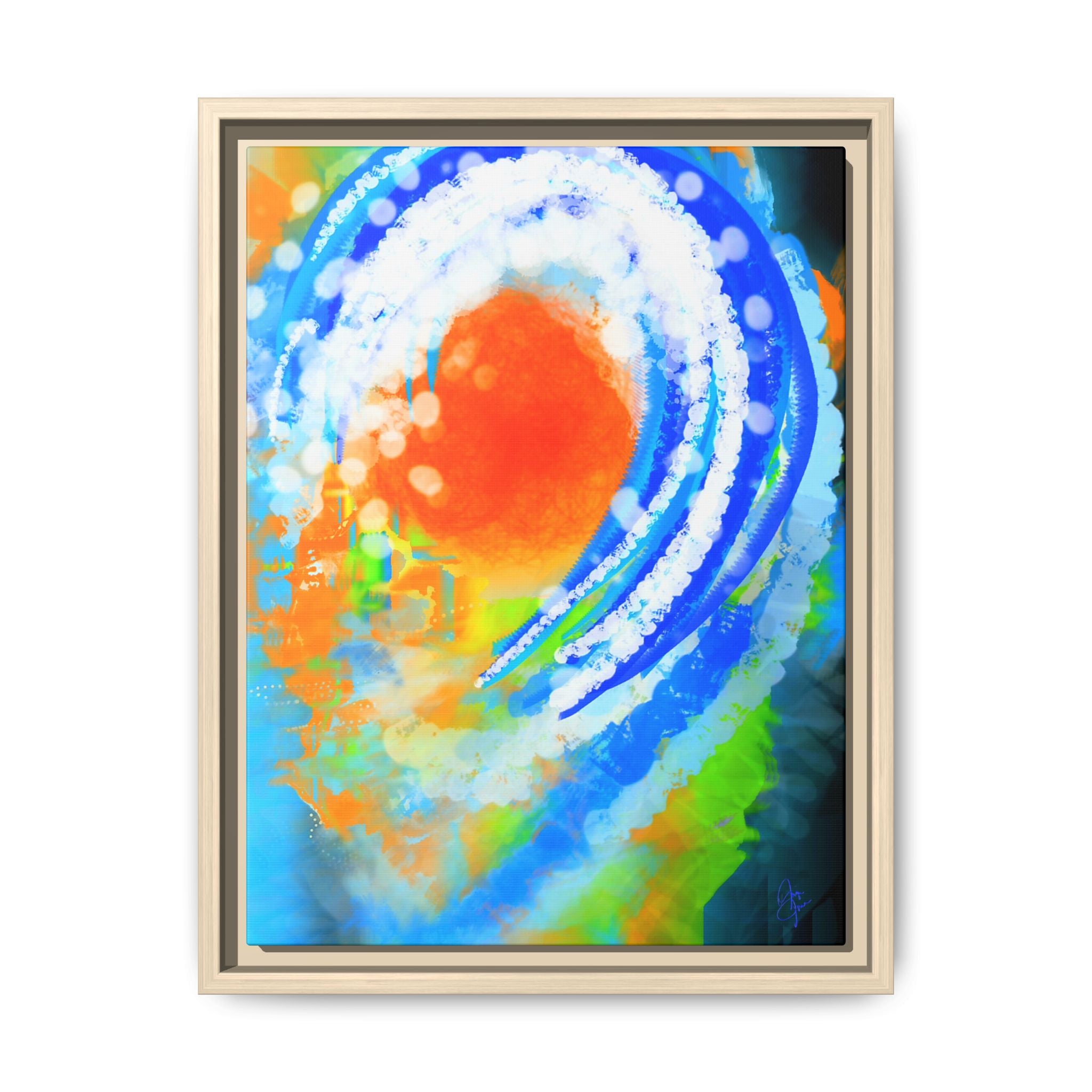 Abstract Ocean Wave Matte Canvas Print — Framed Multi‑Color Wall Art