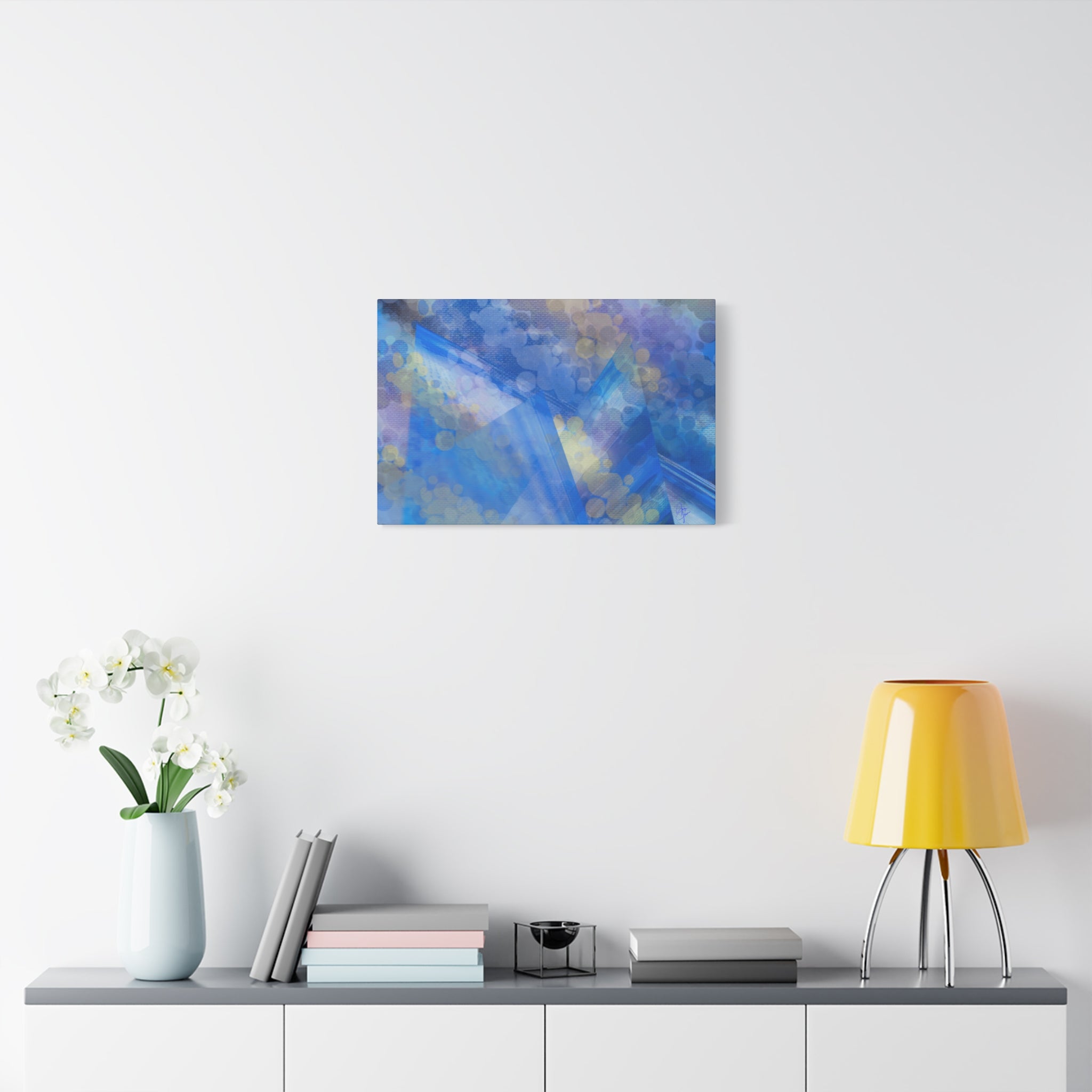 Abstract Blue Bokeh Matte Canvas Wall Art