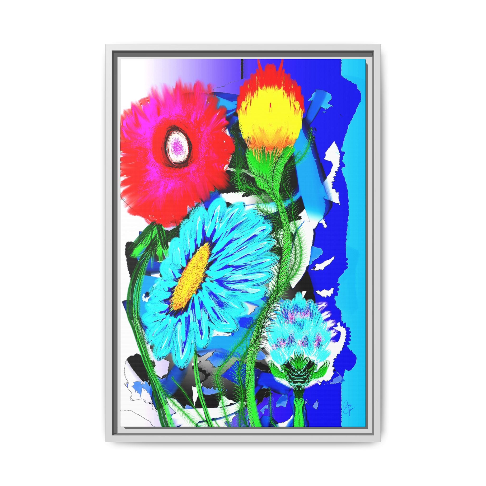 Vibrant Pop Floral Matte Canvas Framed Wall Art