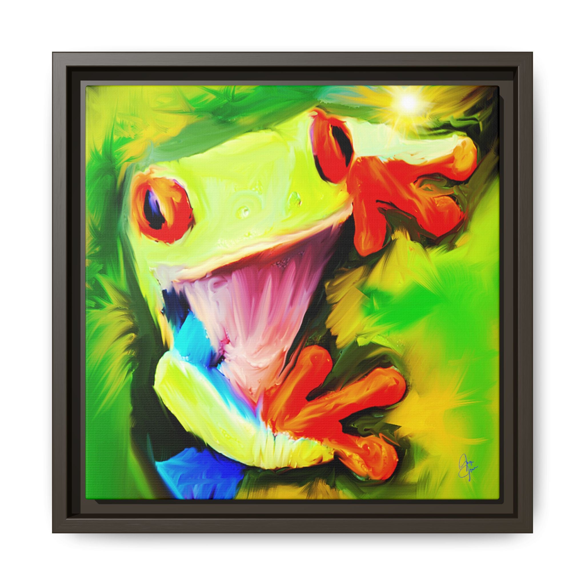Colorful Tree Frog Matte Canvas Print — Framed Tropical Wall Art