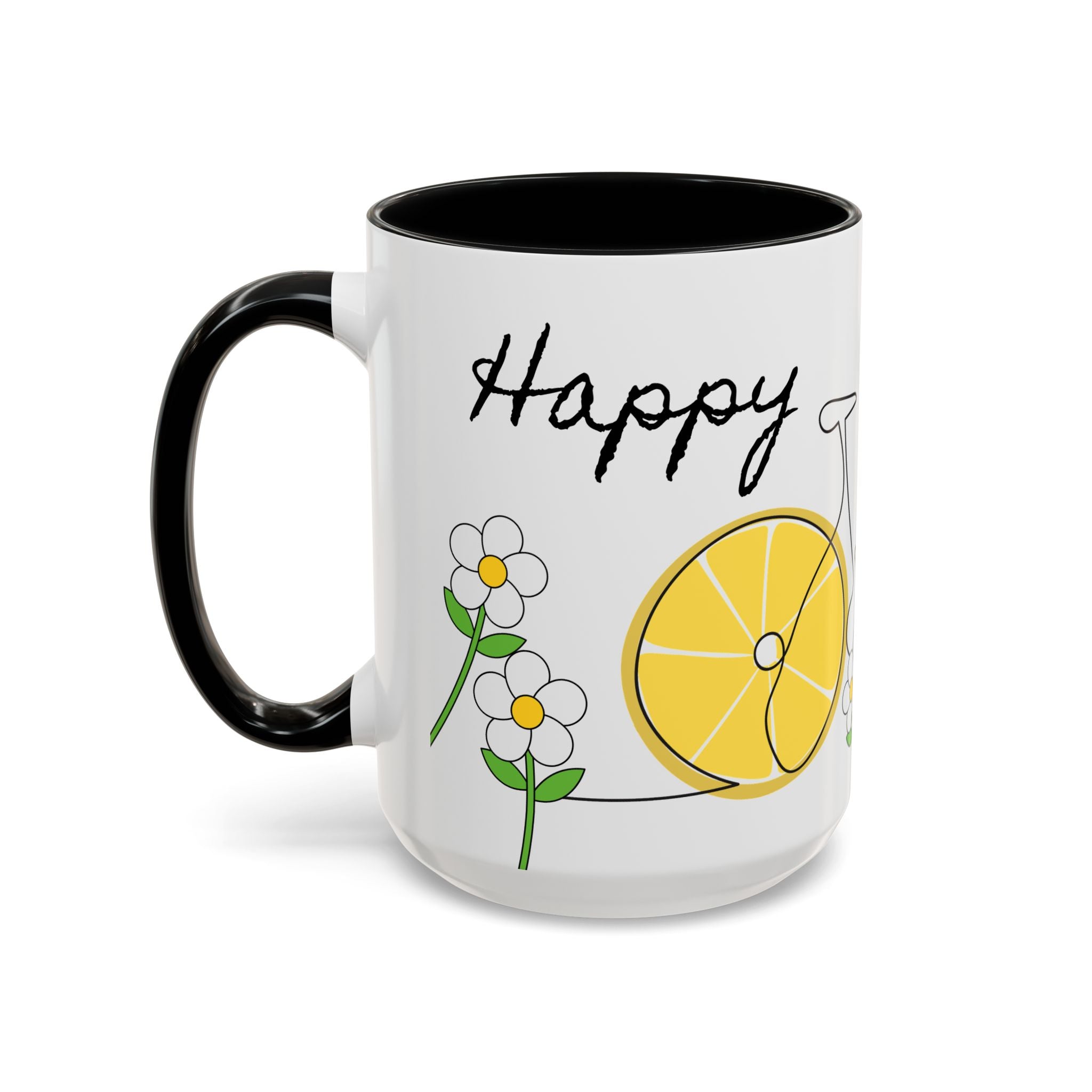 Lemon Bike Coffee Mug — 'Happy Day' Accent Ceramic Mug (11/15oz)