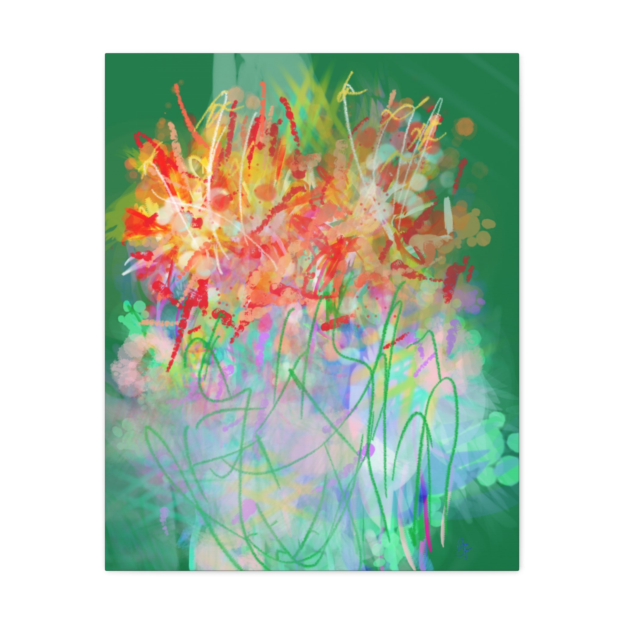 Abstract Floral Canvas Print — Colorful Spring Garden Matte Wall Art (Stretched 1.25")