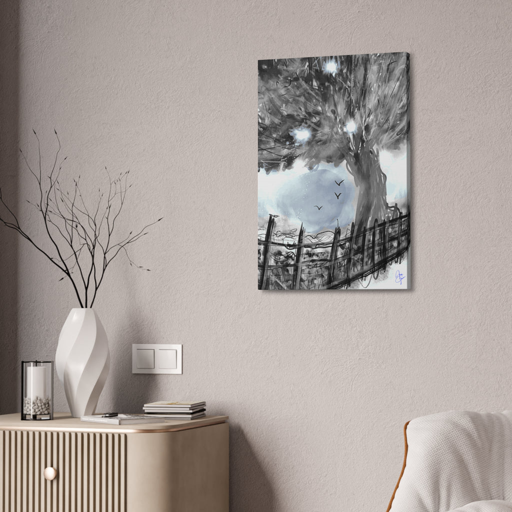 Abstract Tree Canvas Print — Black & White or Vibrant Color