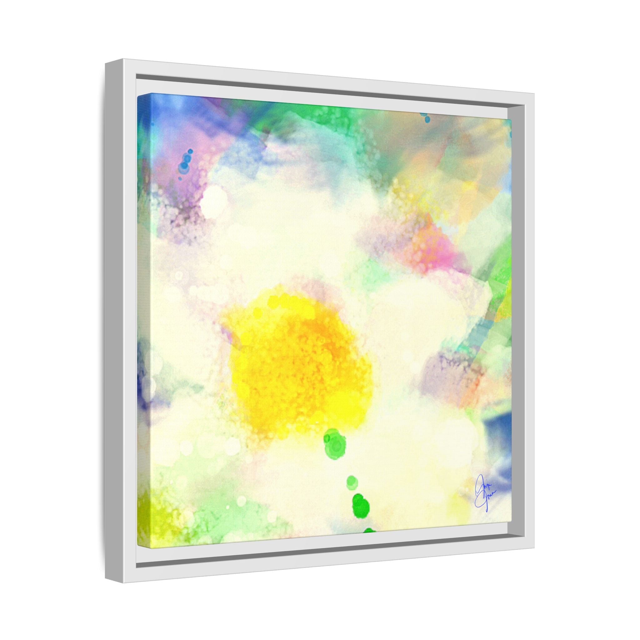 Framed Matte Canvas - Watercolor Yellow Floral Abstract Wall Art