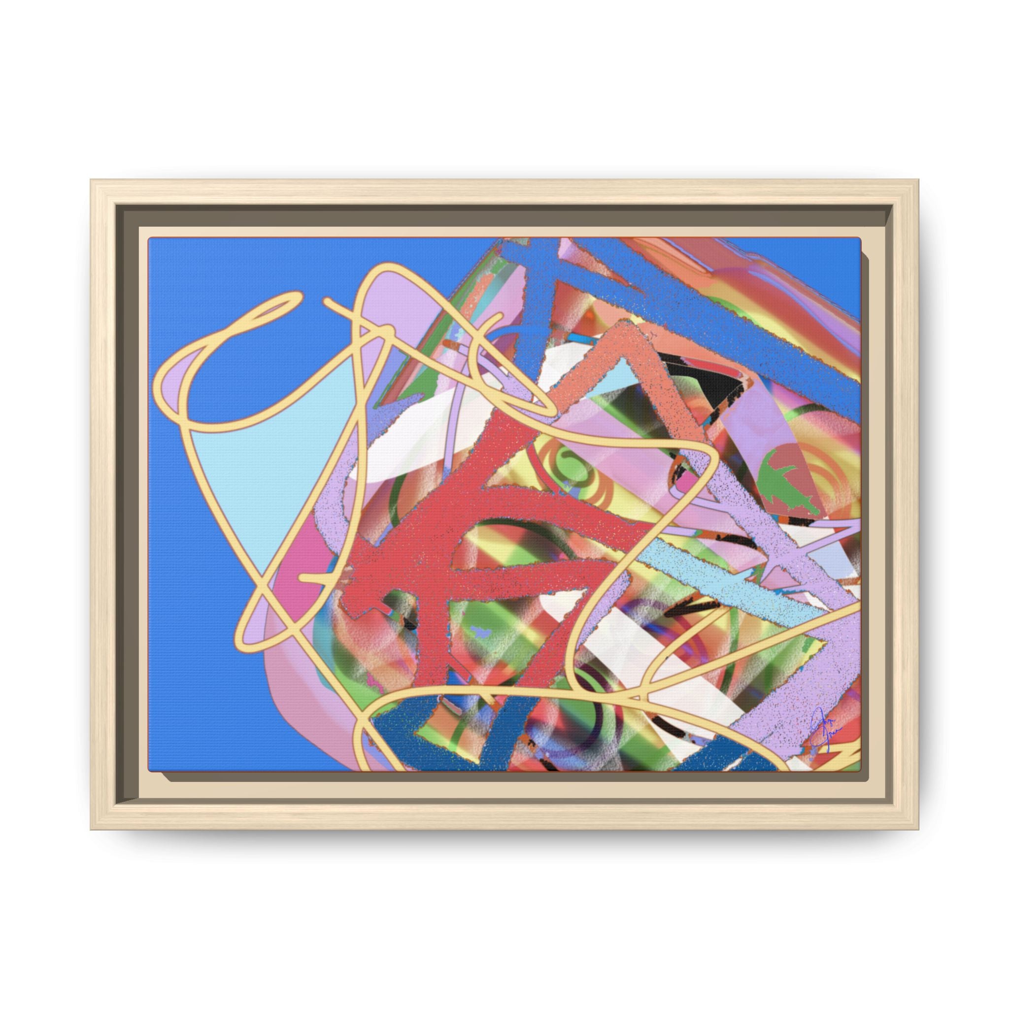 Abstract Multi‑Color Framed Canvas Art – Vibrant Modern Wall Decor